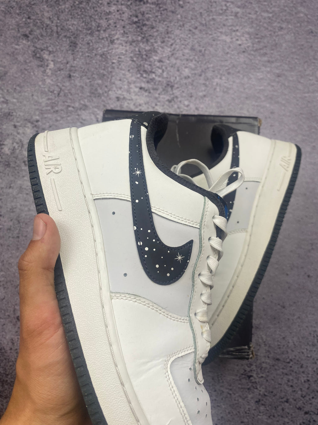 Nike Air Force 1 Low White Navy Stars Custom Sneakers Limited Edition US 9