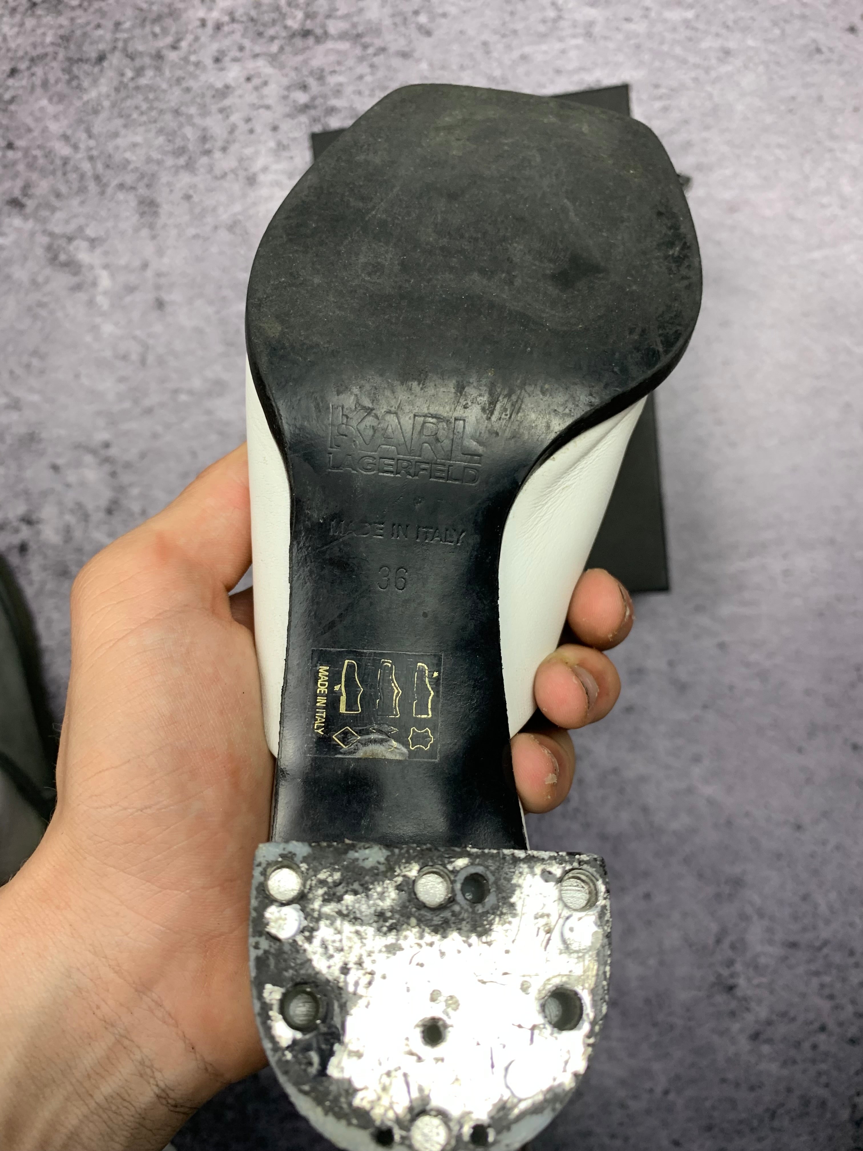 Karl Lagerfeld K-Blok Square Toe Mule r. 36 skórzane klapki na obcasie
