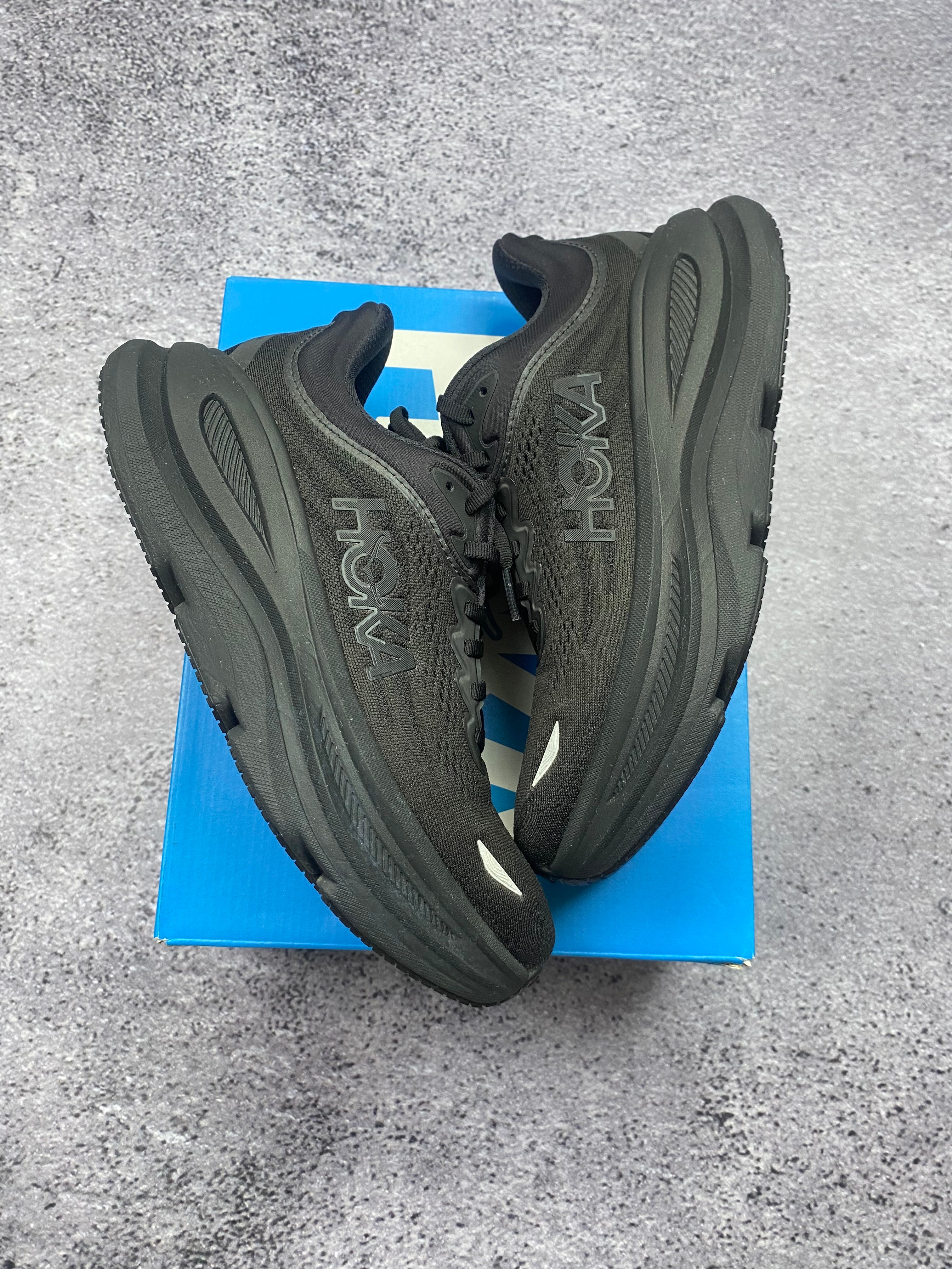 Hoka One One Clifton 9 Triple Black Running Shoes Lightweight Cushioned Trainers EU 40 New