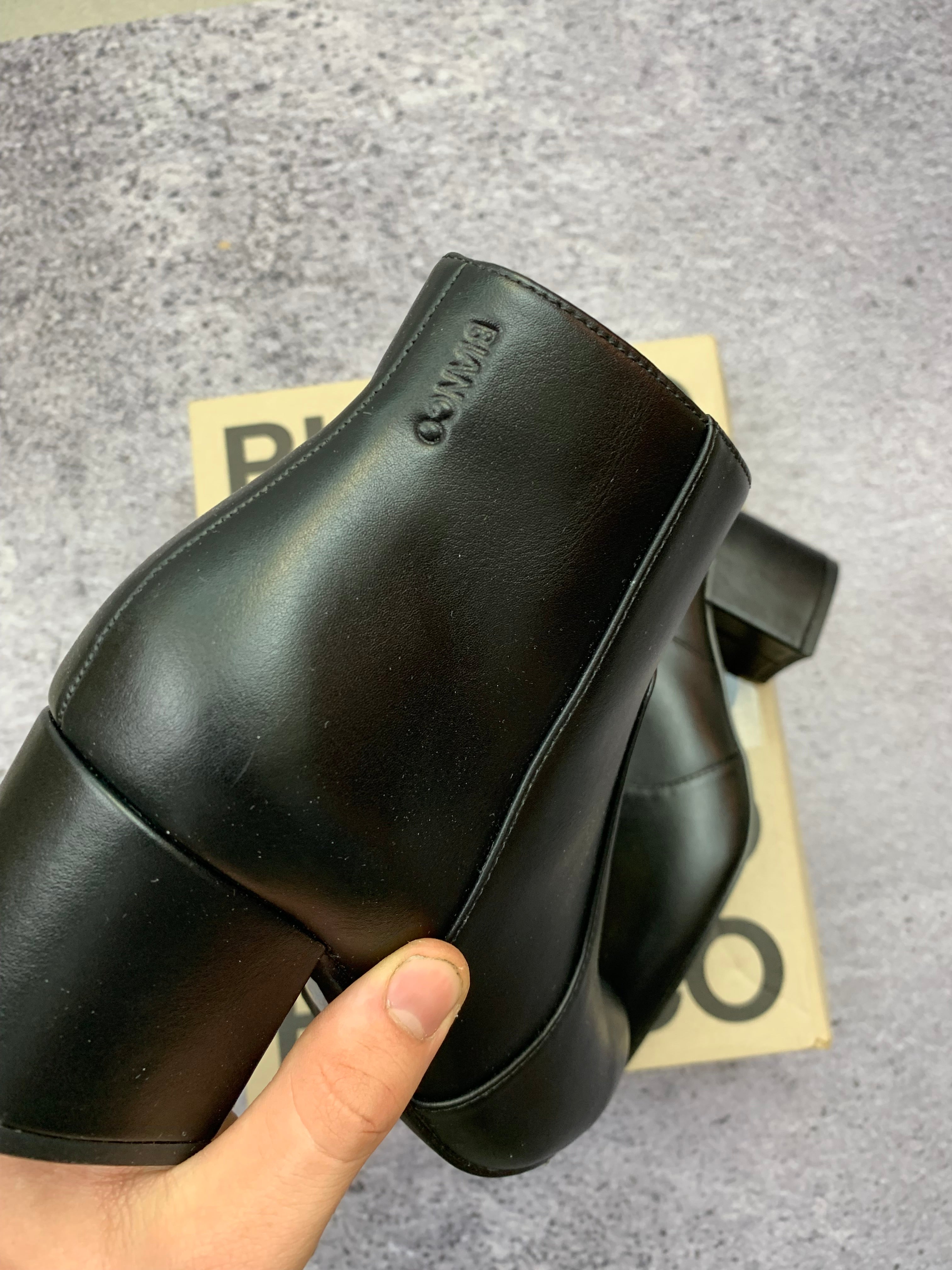 Bianco r. 37 czarne botki na obcasie stan idealny z boxem