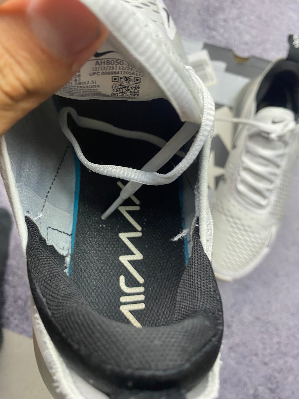 Nike Air Max 270 White Black Lifestyle Running Sneakers 44