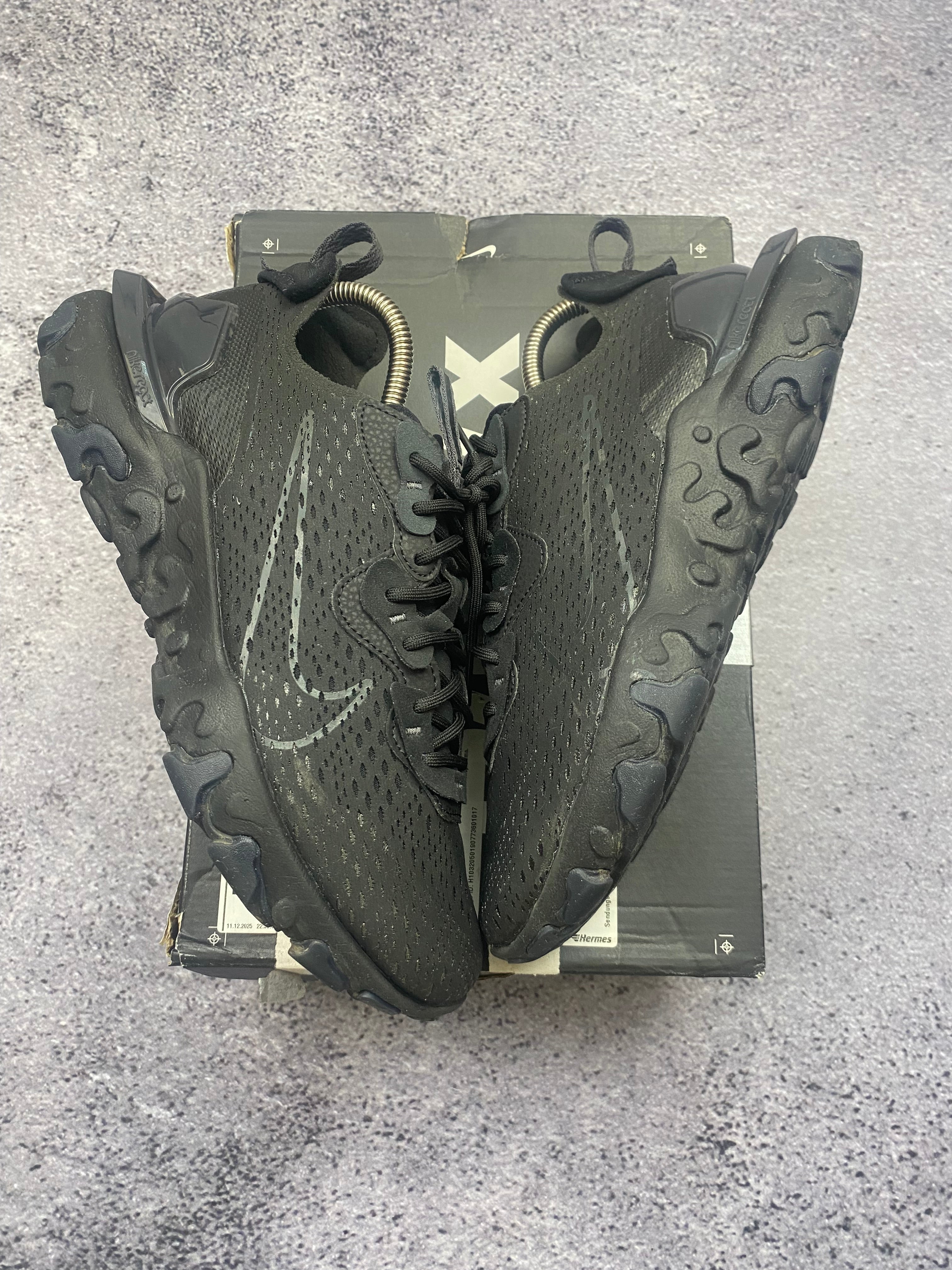 Nike React Vision Triple Black Lifestyle Running Sneakers Size 43