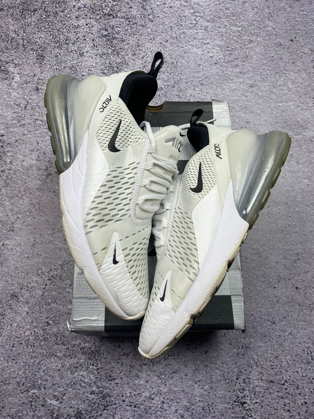 Nike Air Max 270 White Black Lifestyle Running Sneakers 44