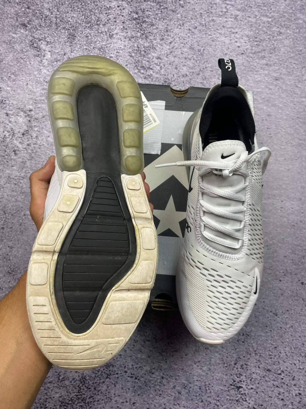 Nike Air Max 270 White Black Lifestyle Running Sneakers 44