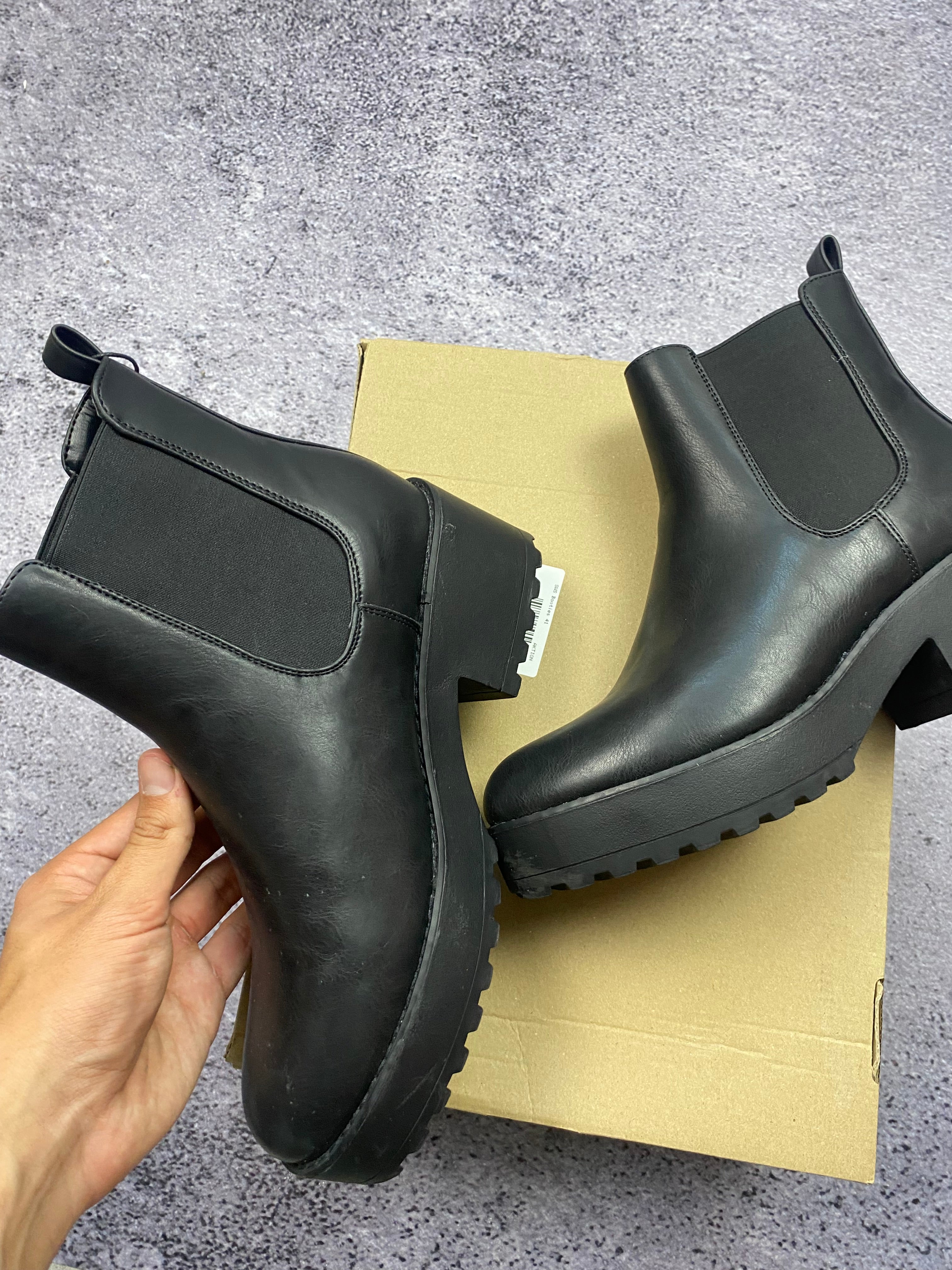 Black Chelsea boots on a platform, size 41