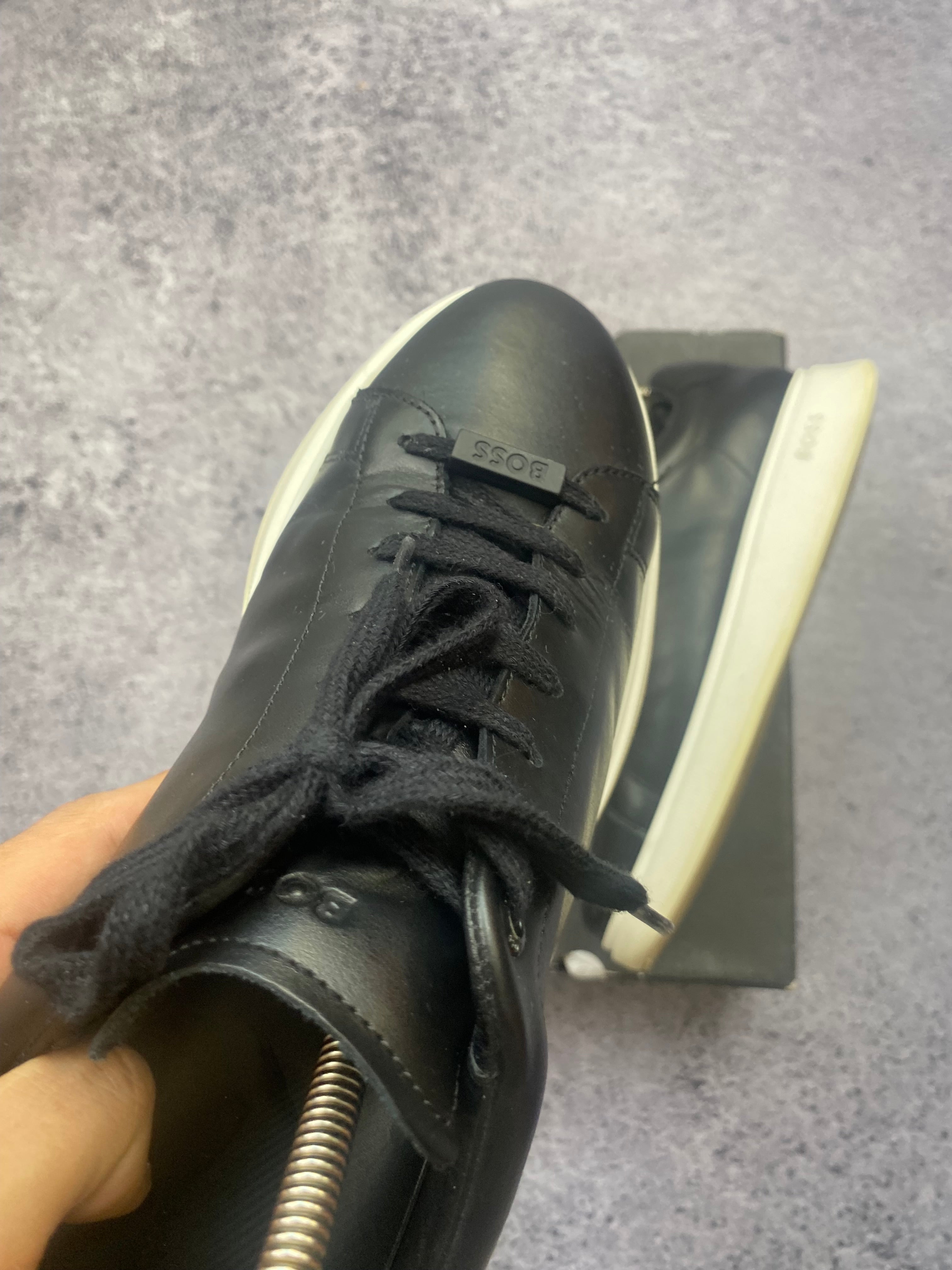 Hugo Boss Leather Cupsole Black White Premium Sneakers 43
