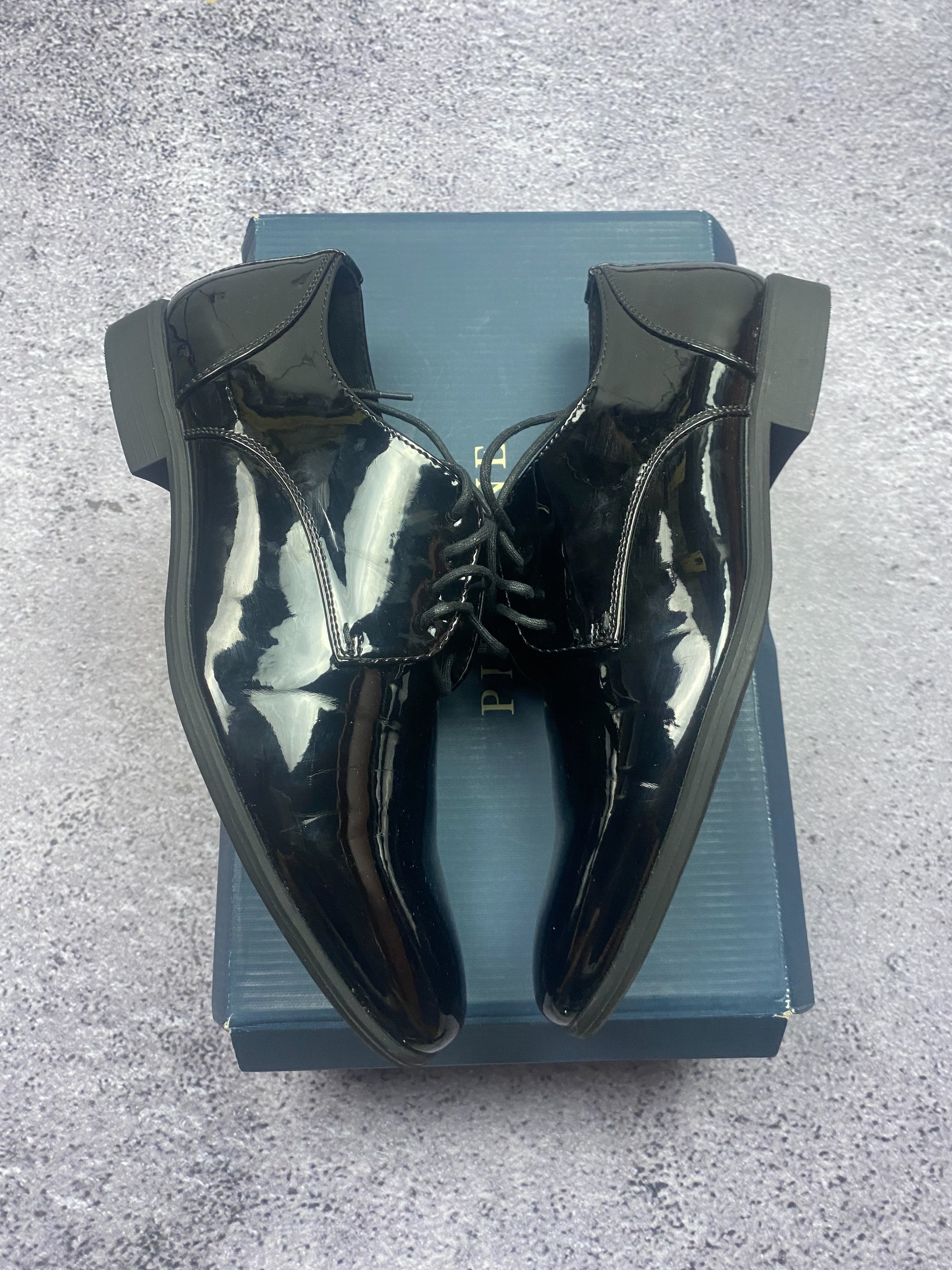 Pier One Patent Leather Dress Boots Derby Oxford Elegant Black 44