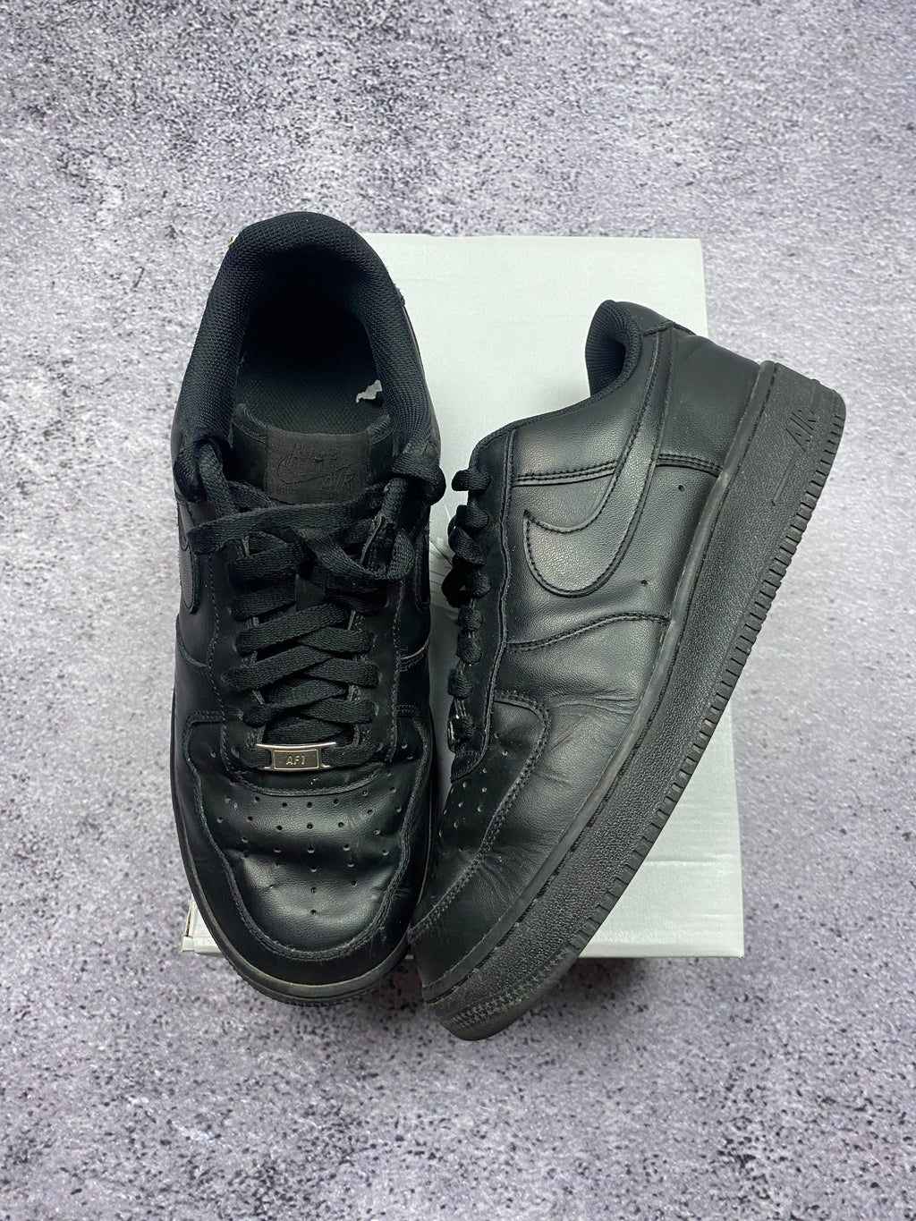 Nike Air Force 1 Low Triple Black Leather Sneakers Casual Streetwear 44
