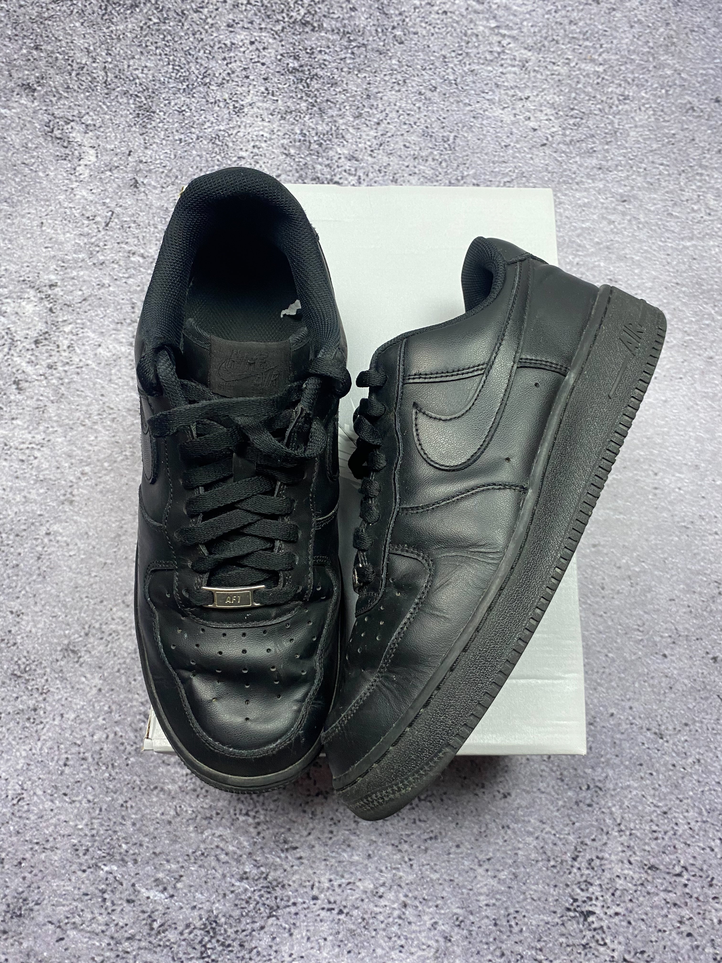 Nike Air Force 1 Low Triple Black Leather Sneakers Casual Streetwear 44