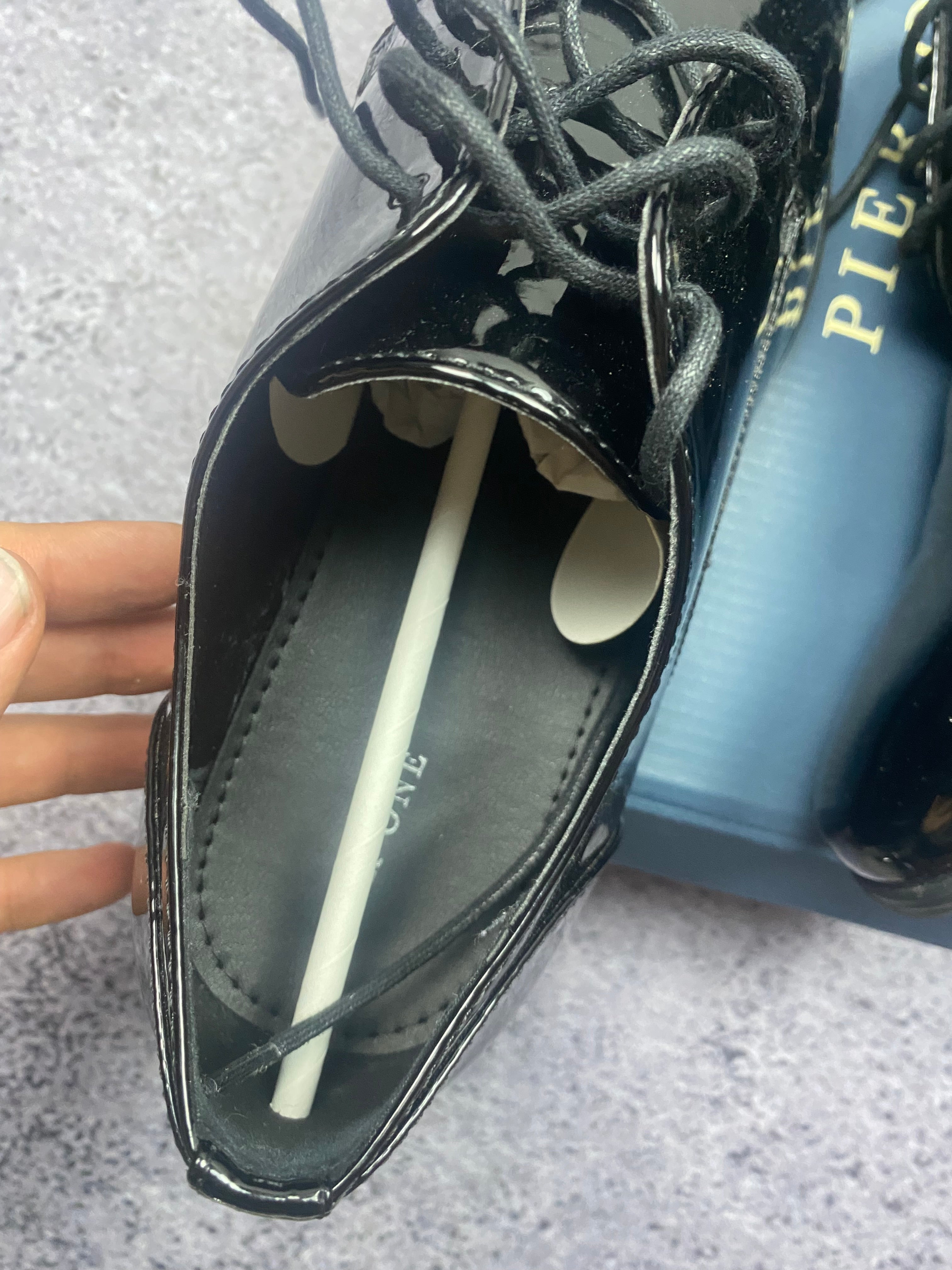Pier One Patent Leather Dress Boots Derby Oxford Elegant Black 44