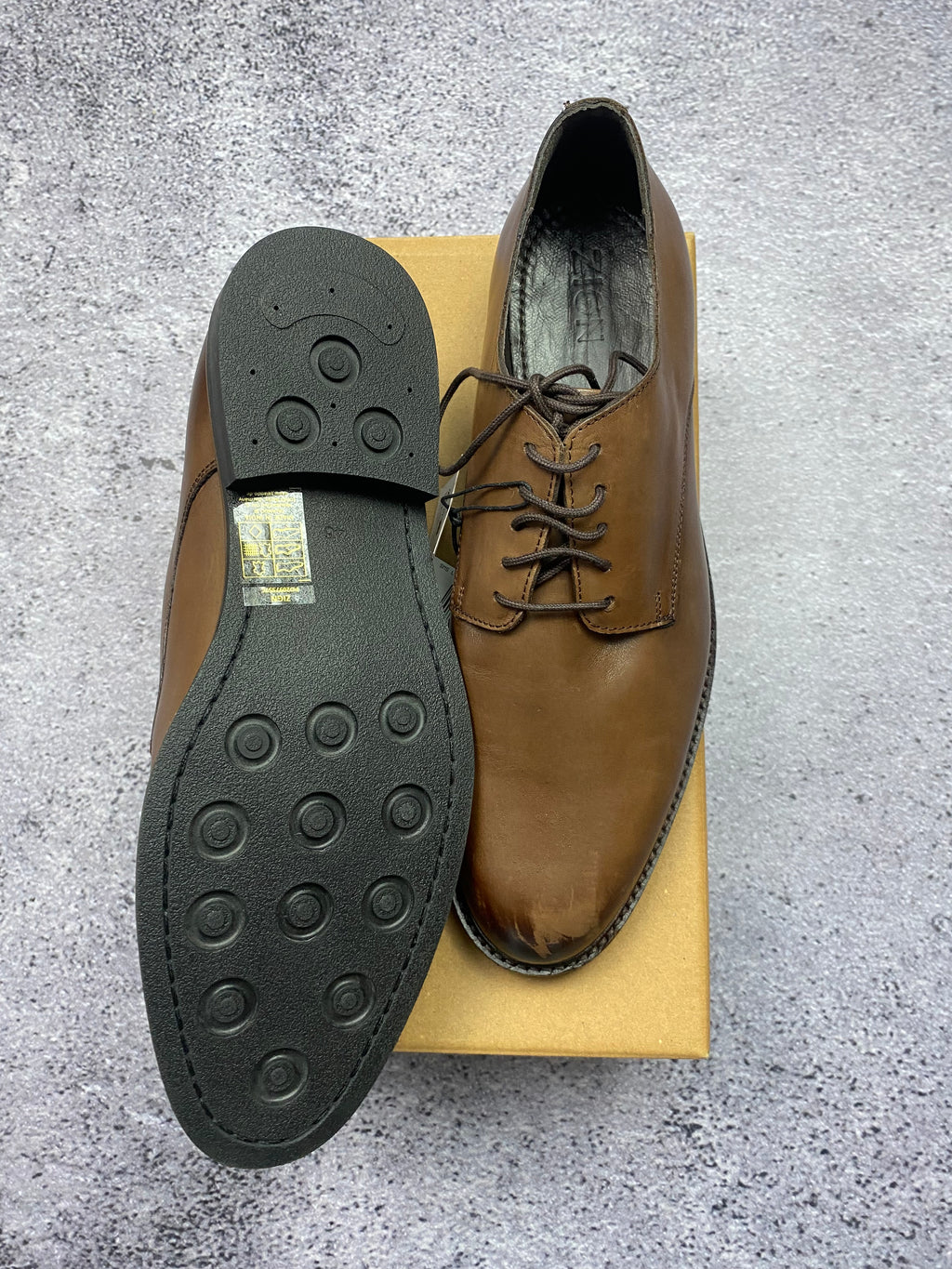 Zign Leather Oxford Derby Shoes Brown 46 New