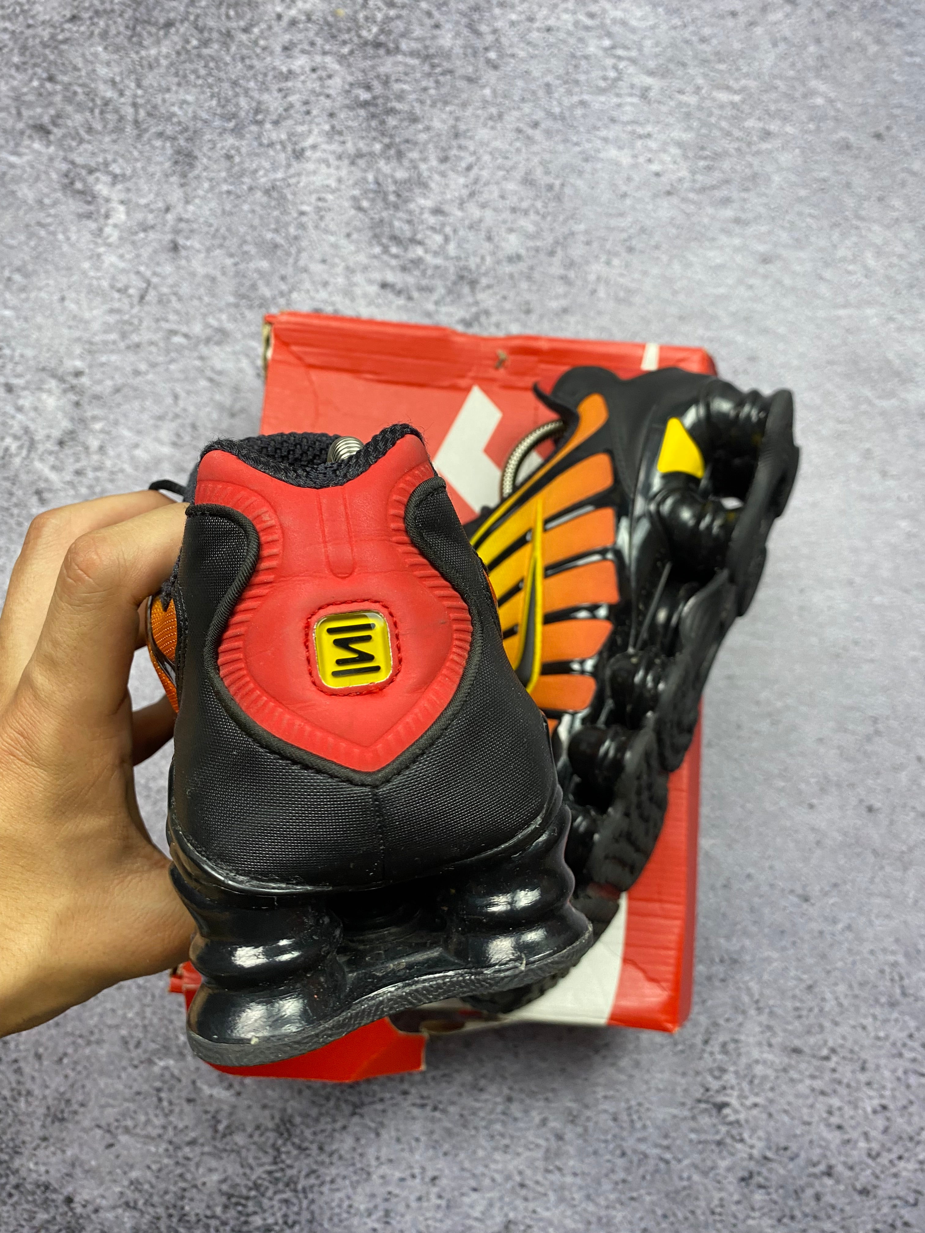 Nike Shox TL Black Orange Gradient Running Sneakers 44