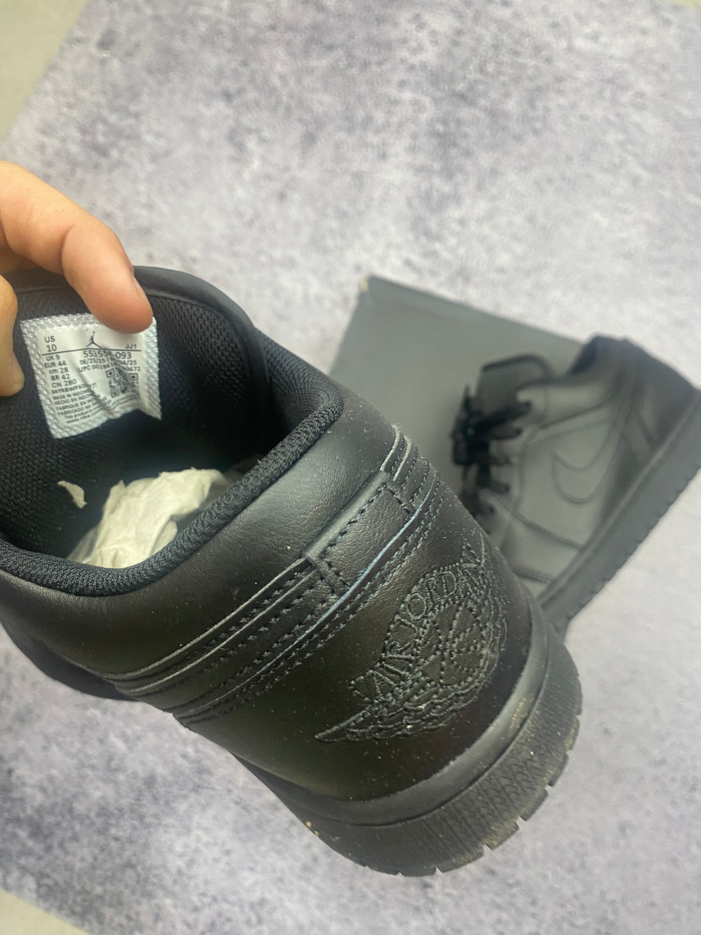 Air Jordan 1 Low Triple Black – sneakersy skórzane r. 44