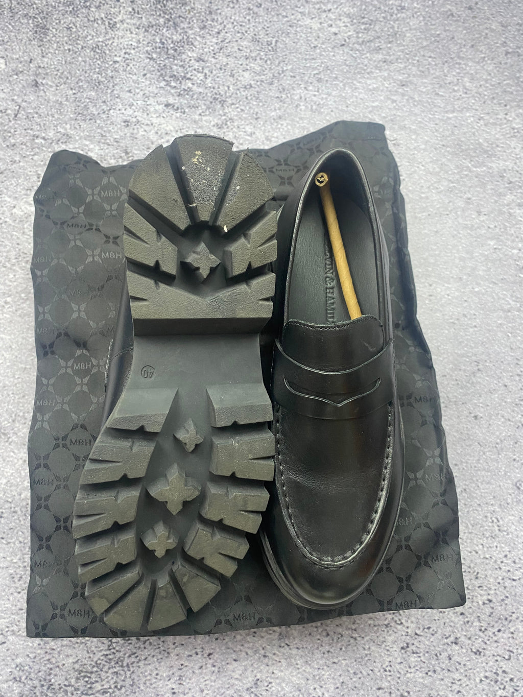 Melvin & Hamilton black leather chunky loafers 40