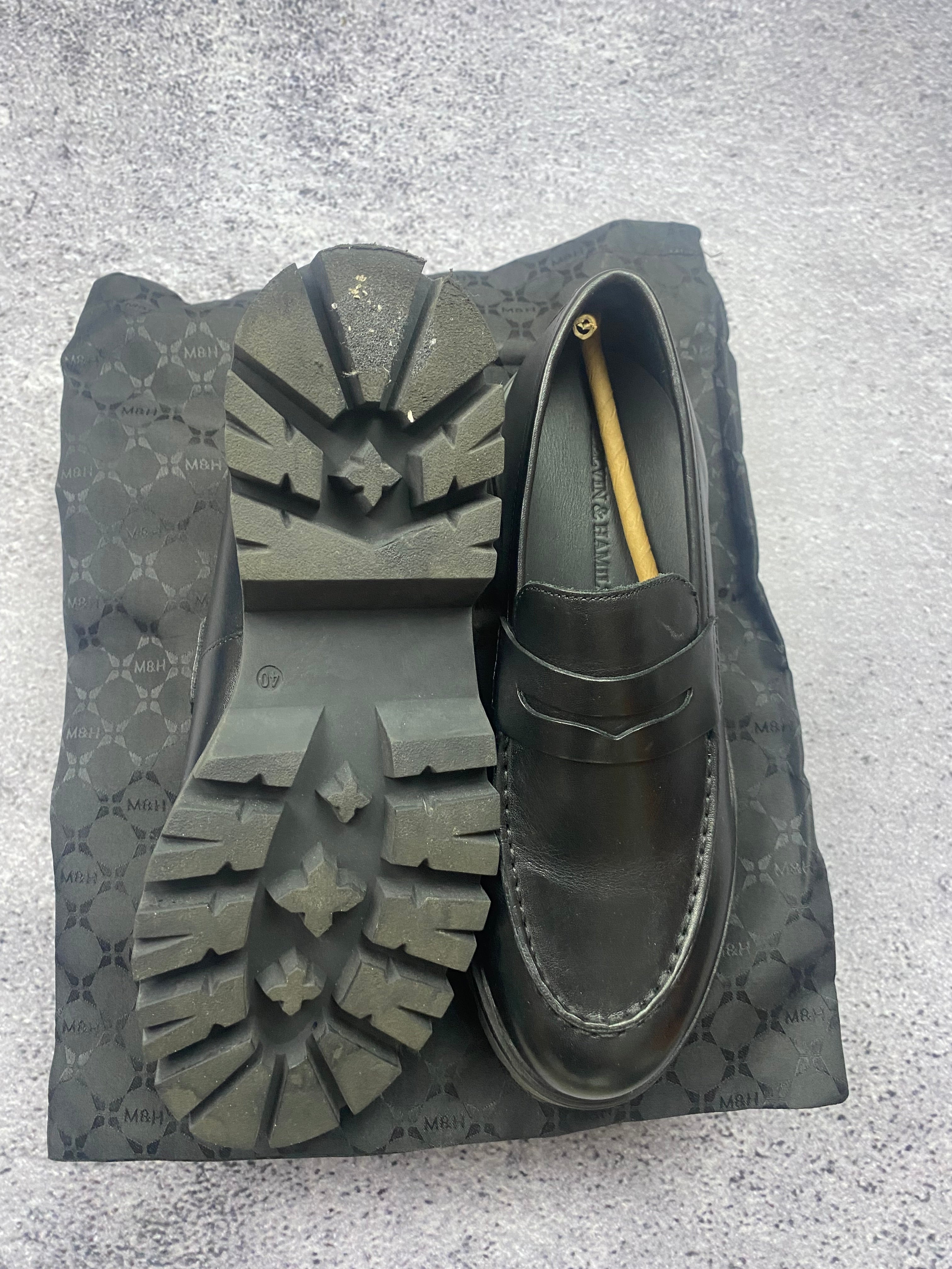 Melvin & Hamilton black leather chunky loafers 40