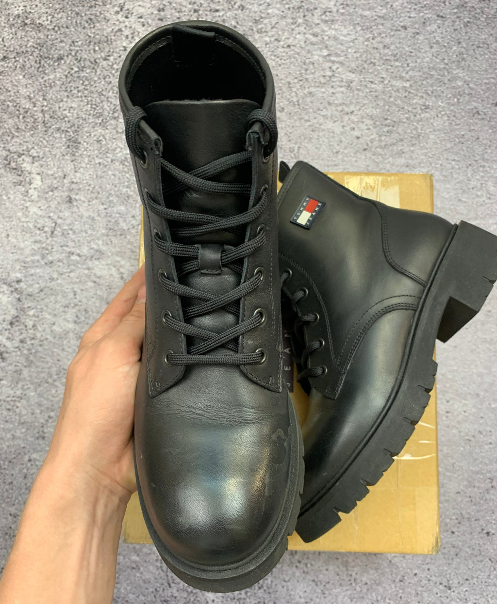 Tommy Jeans Czarne Skórzane Workery r. 38 Stan Idealny + Box