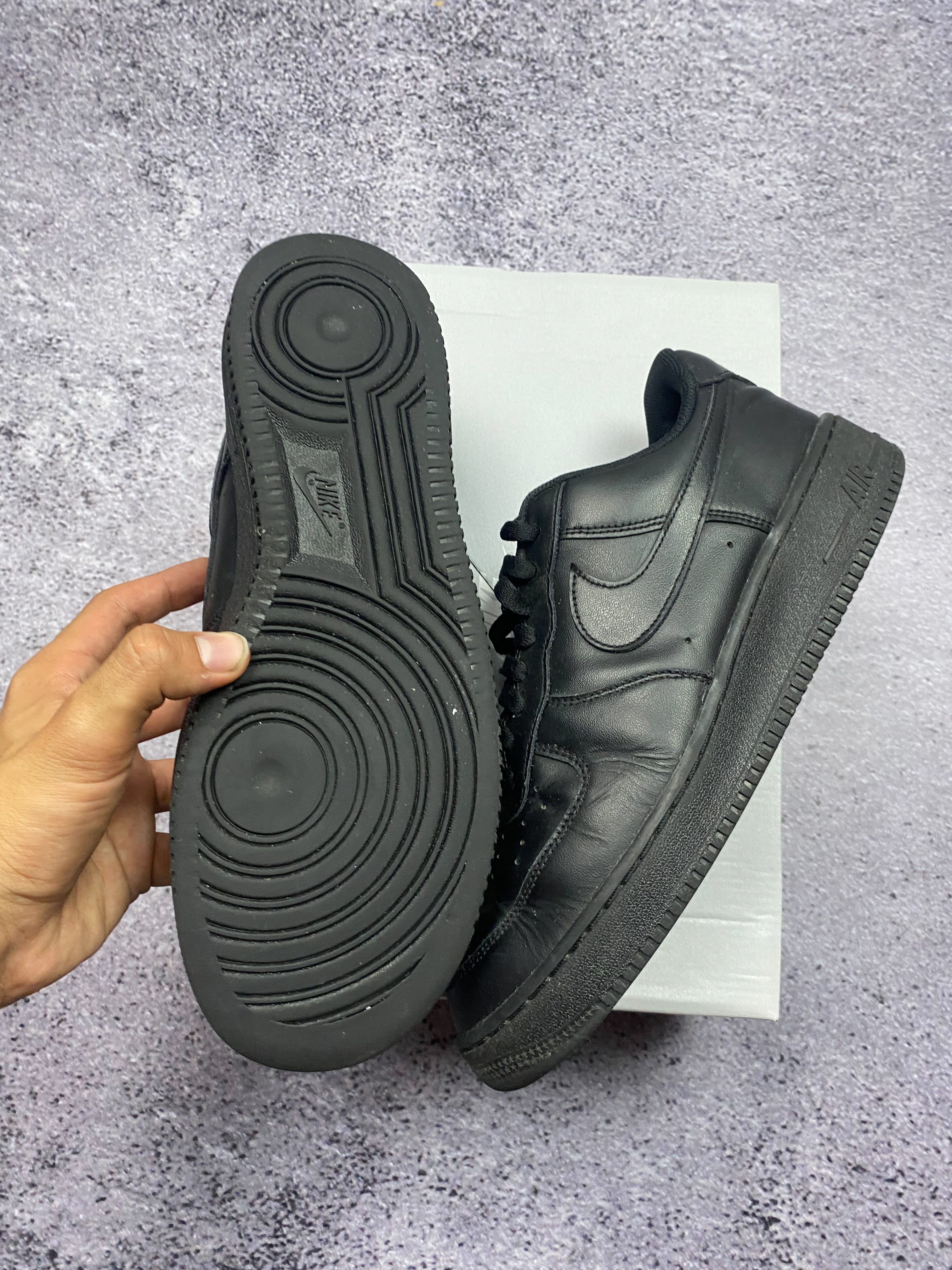 Nike Air Force 1 Low Triple Black Leather Sneakers Casual Streetwear 44