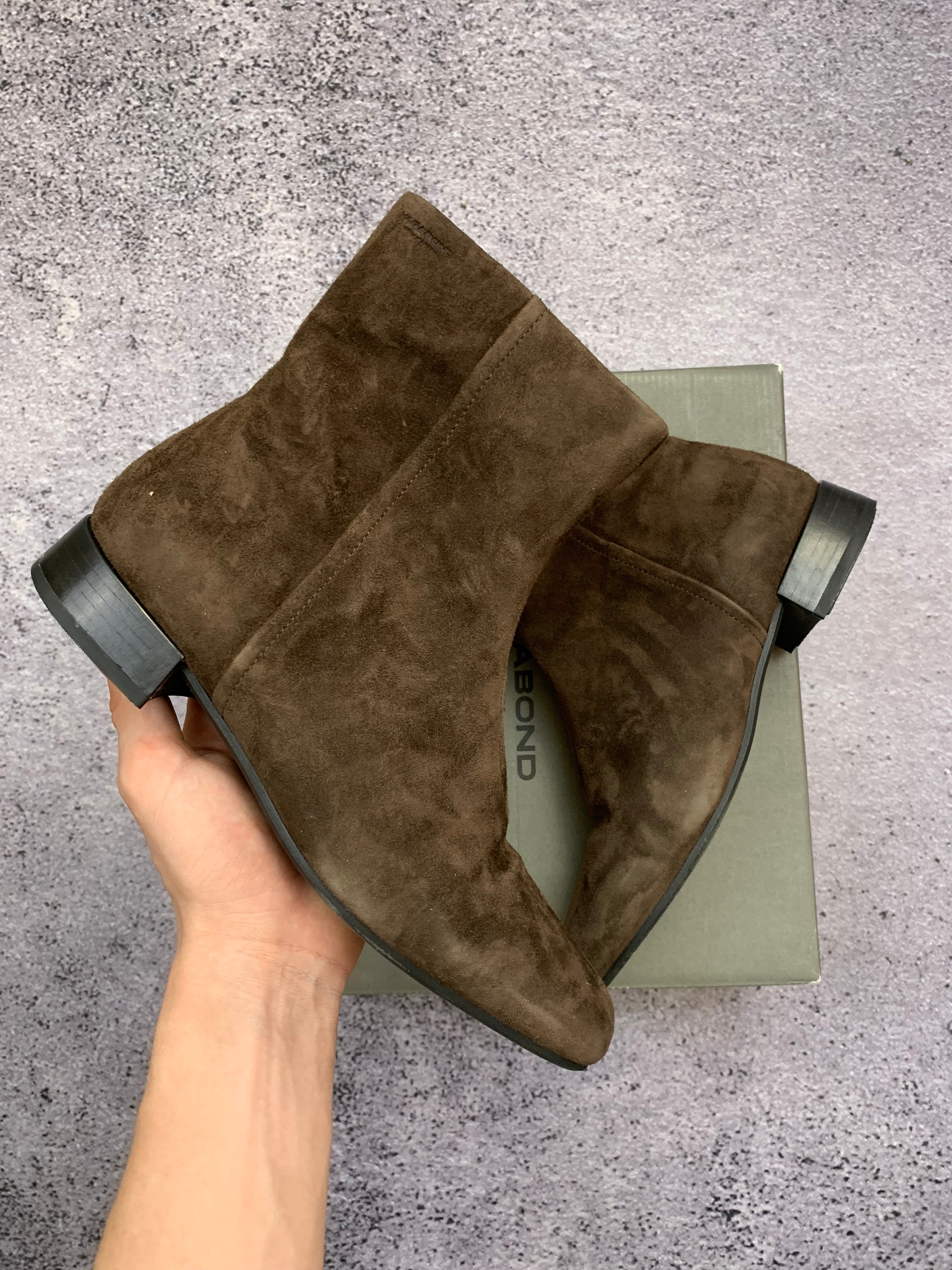 Vagabond Mona Skórzane Zamszowe Botki Coffee r. 38 Nowe + Box