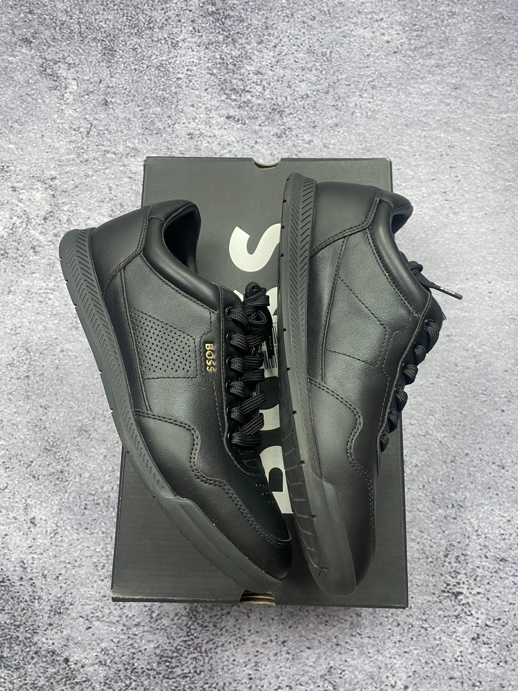 Hugo Boss Black Leather Lifestyle Sneakers Premium Designer Casual Shoes EU 40 New