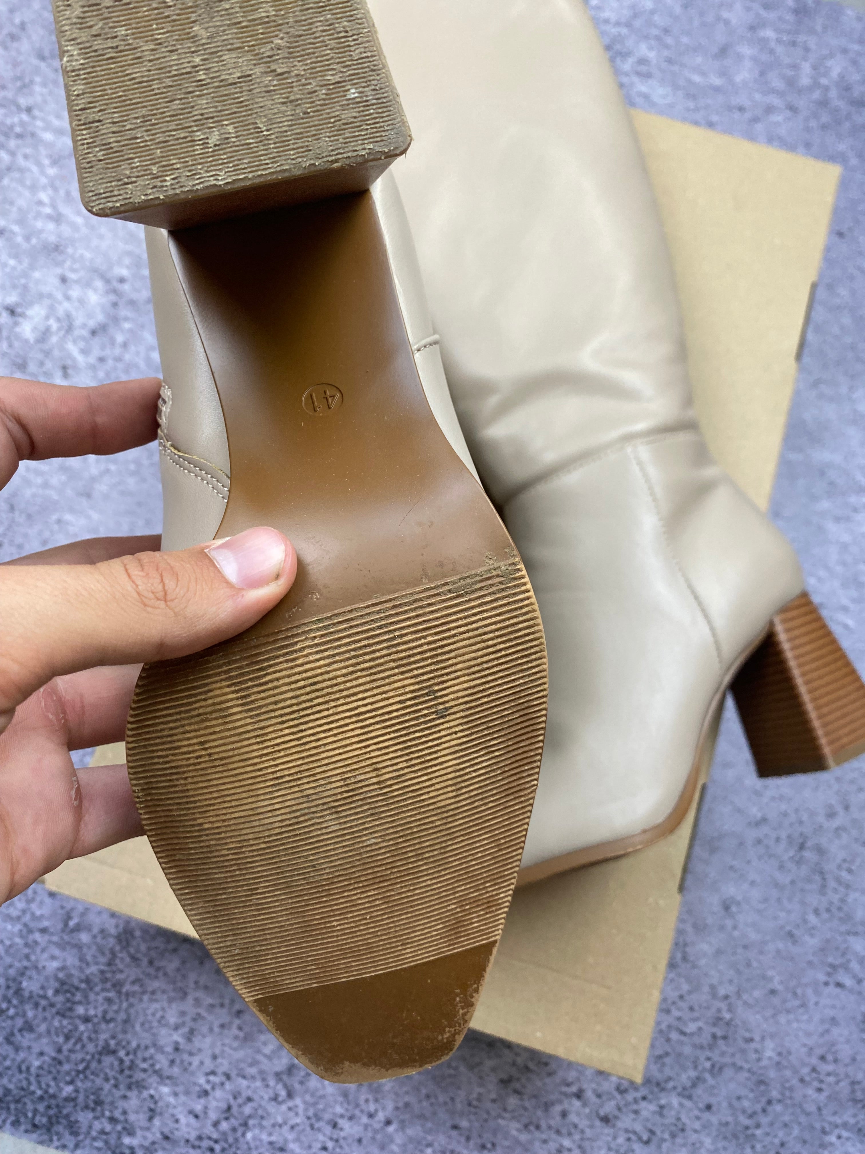 Beige women's block heel boots size 41
