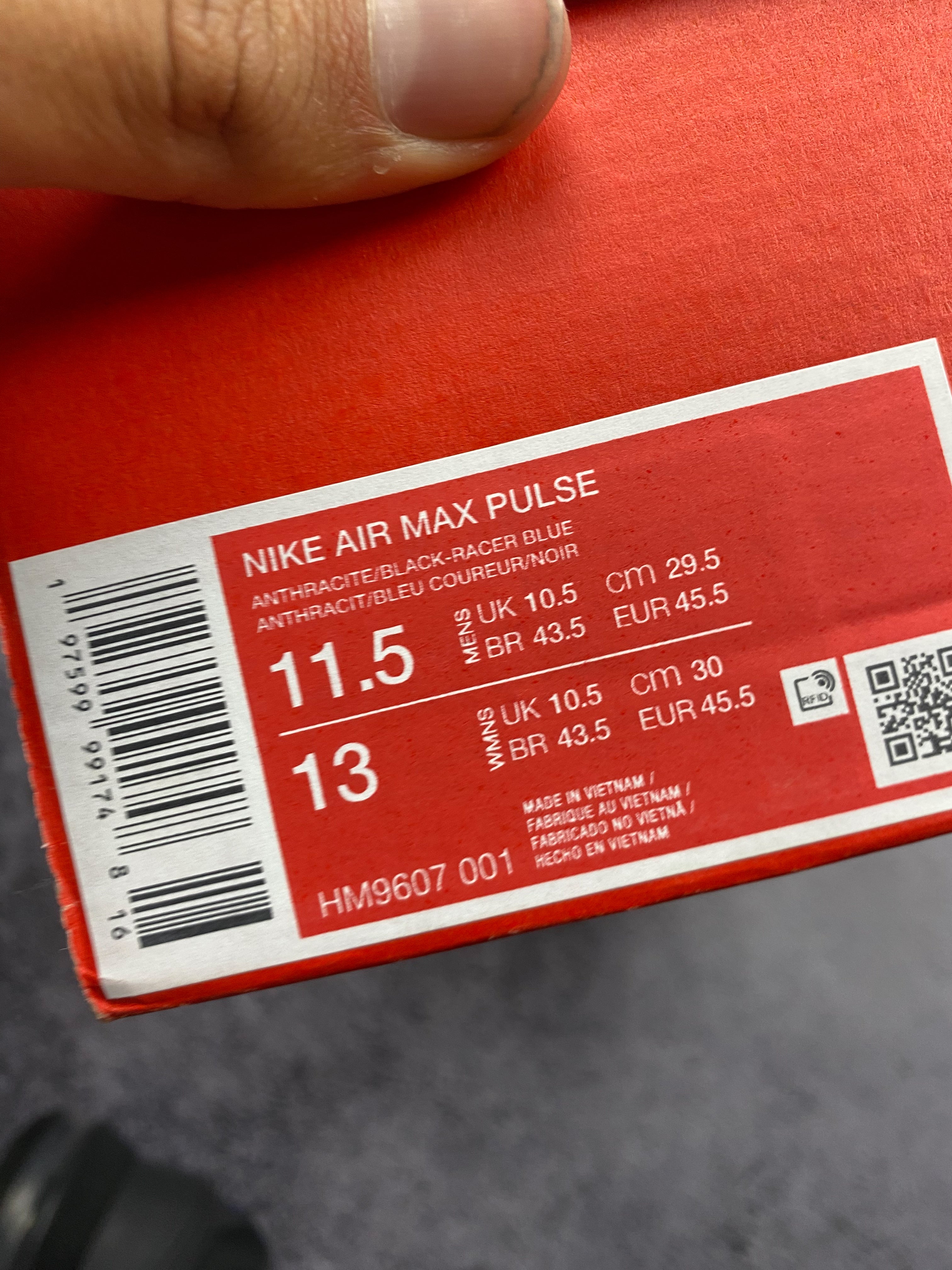 Nike Air Max Pulse 45.5 – Anthracite/Blue sports sneakers