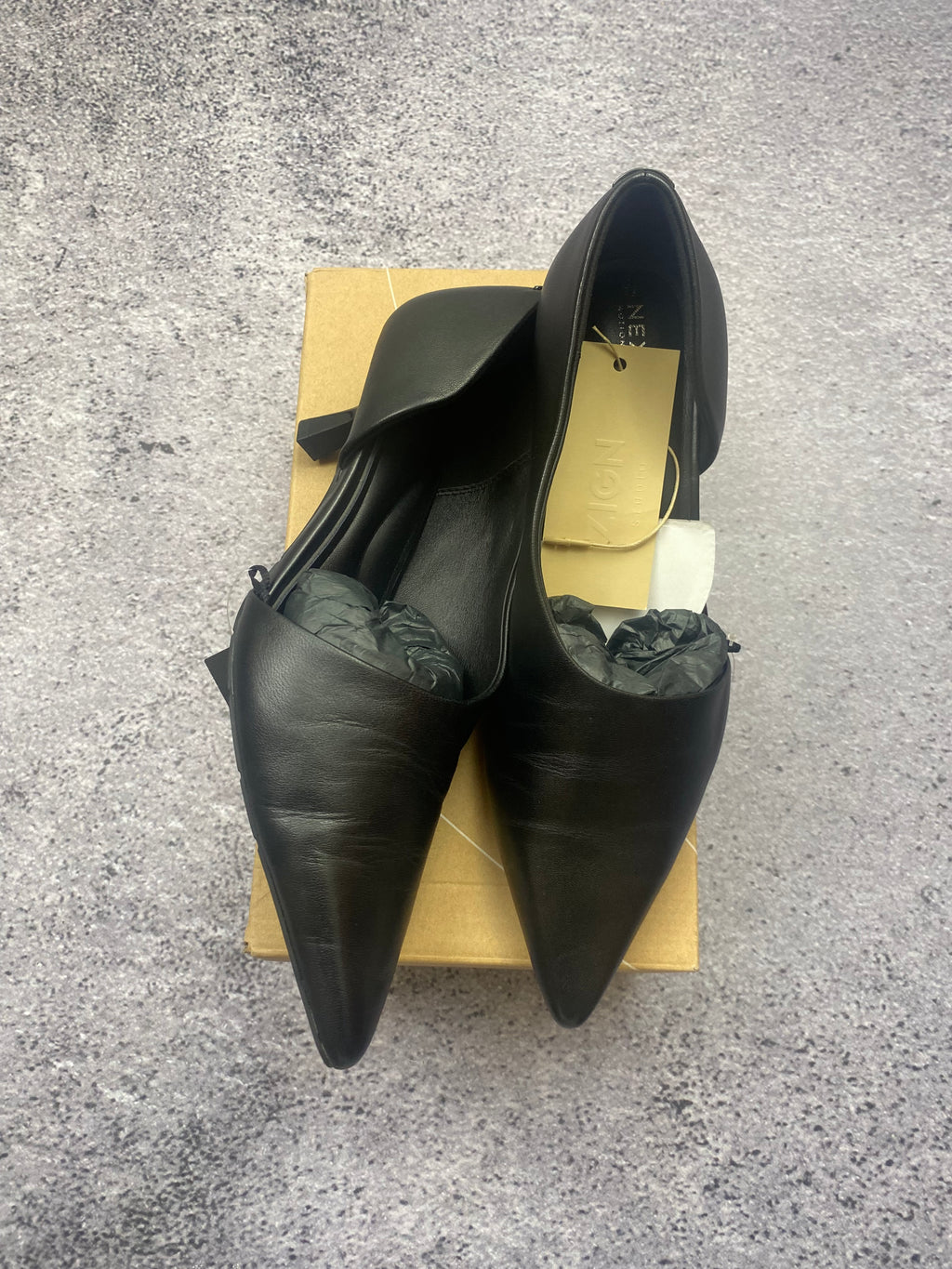 Next London Collection Elegant Pointed Leather Pumps Black Size 43