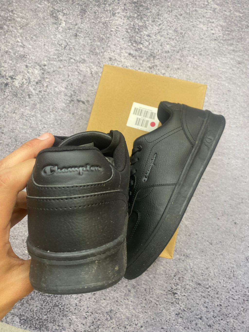 Champion Low Cut Court Club Triple Black Leather Sneakers 43