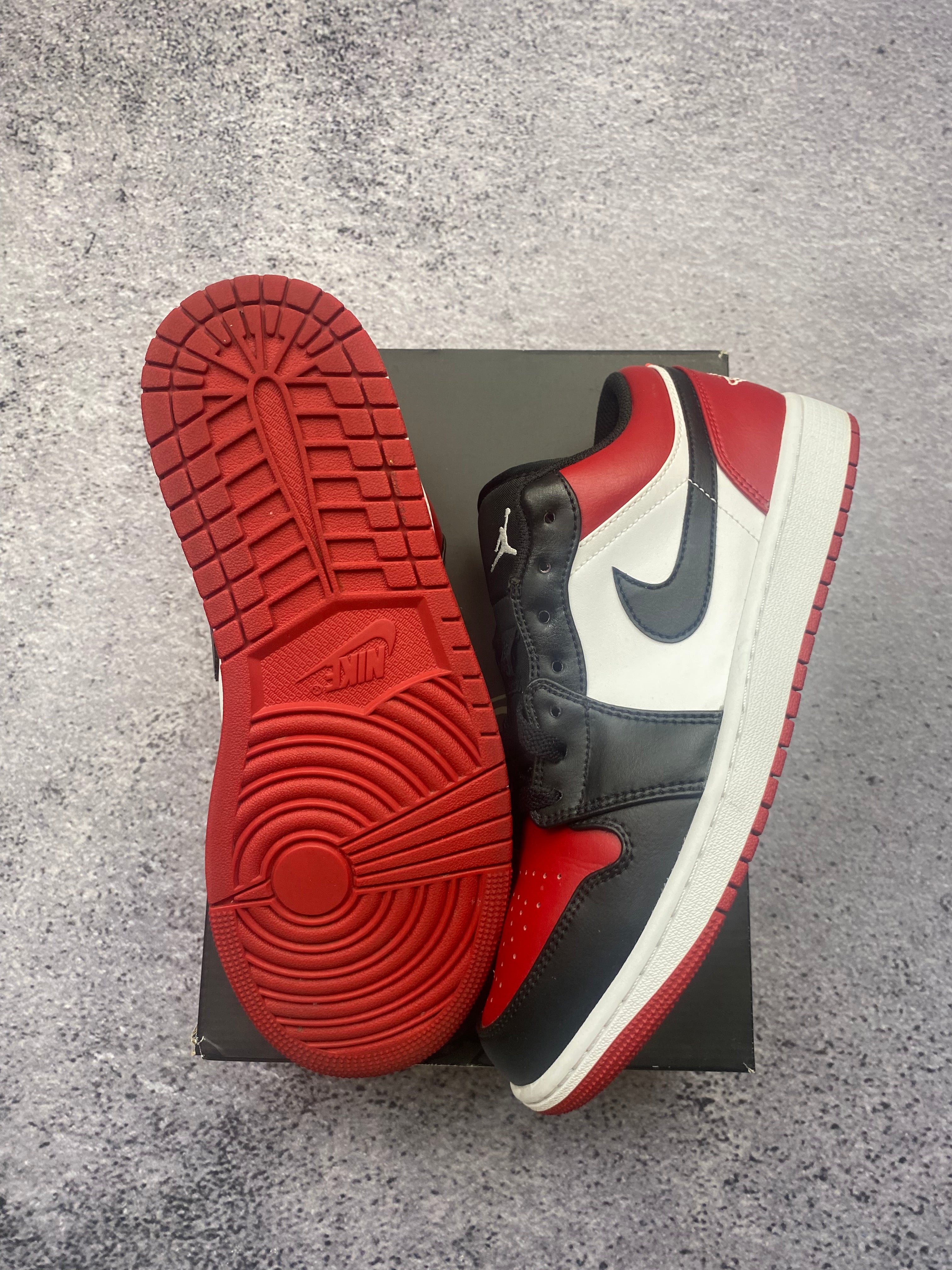 Air Jordan 1 Low Black Gym Red White "Bred Toe" Sneakers 43