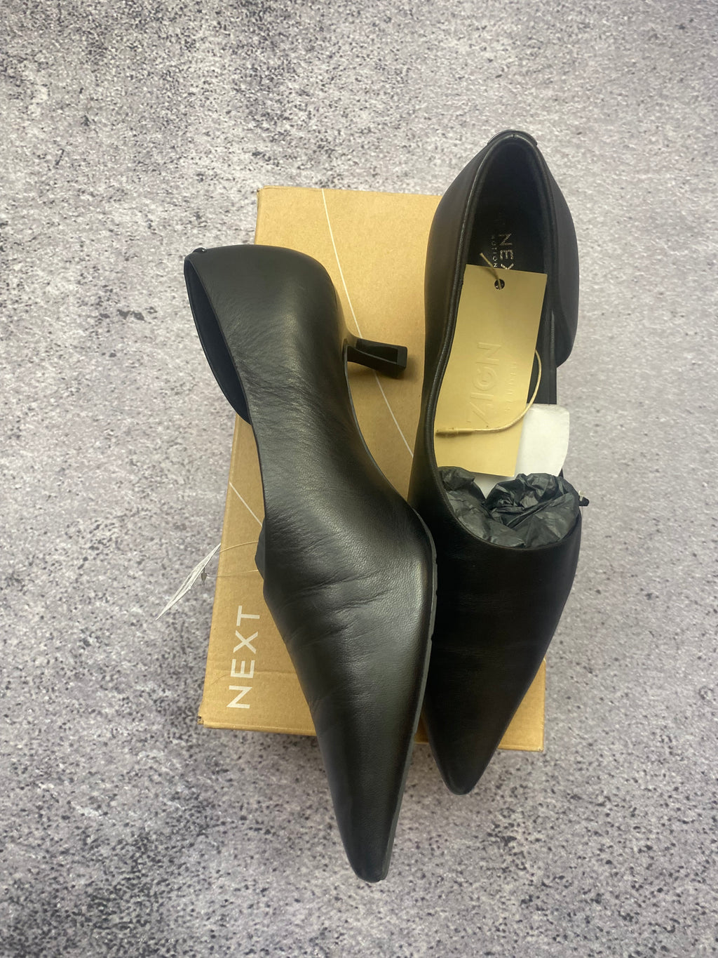 Next London Collection Elegant Pointed Leather Pumps Black Size 43