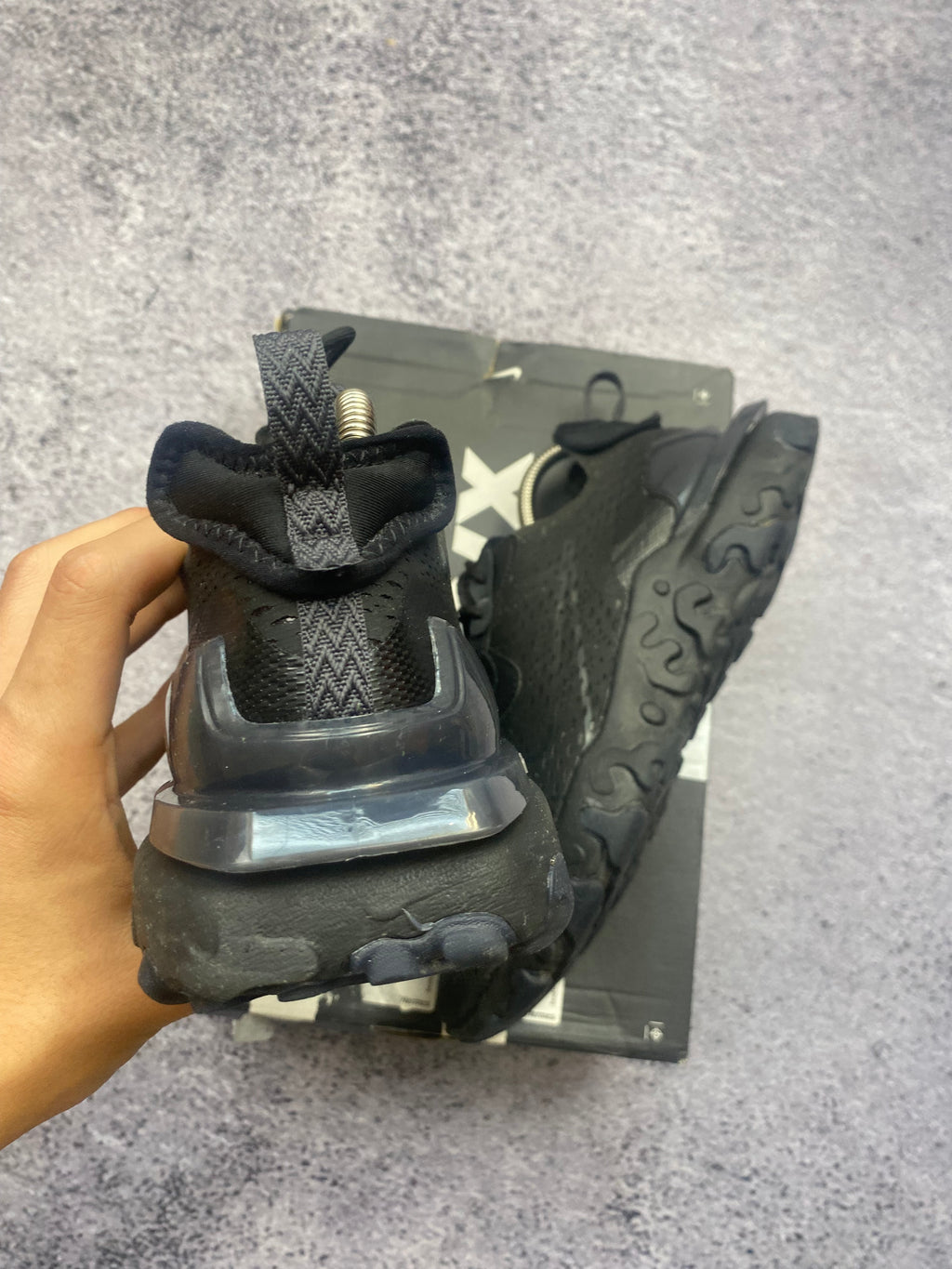 Nike React Vision Triple Black Lifestyle Running Sneakers Size 43