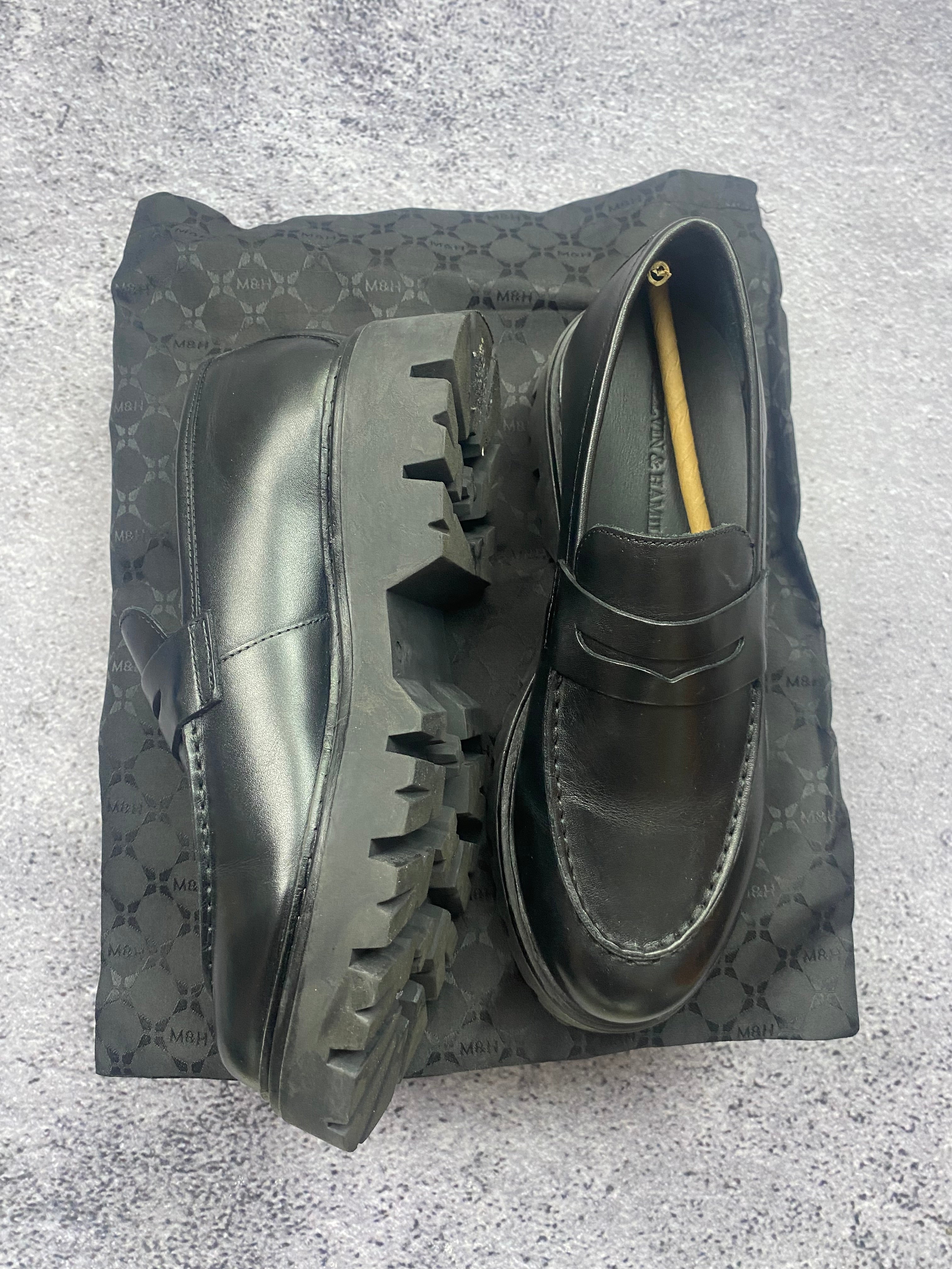 Melvin & Hamilton black leather chunky loafers 40