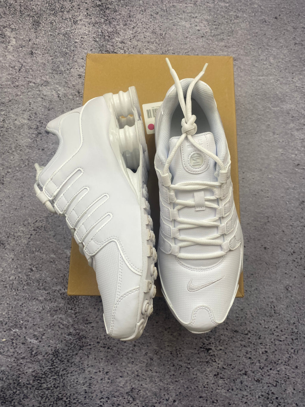 Nike Shox NZ EU Triple White Leather Running Sneakers 43