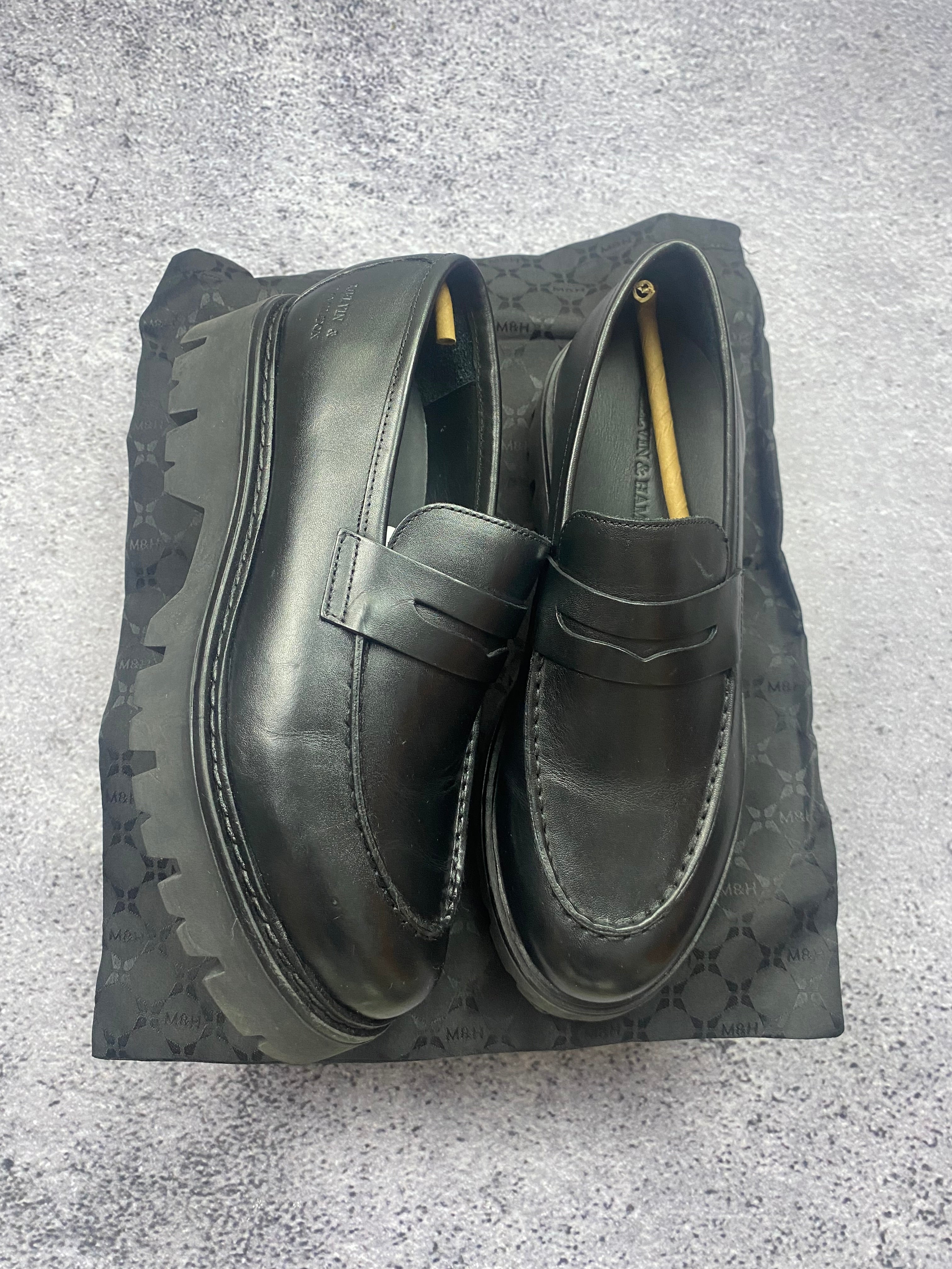 Melvin & Hamilton black leather chunky loafers 40